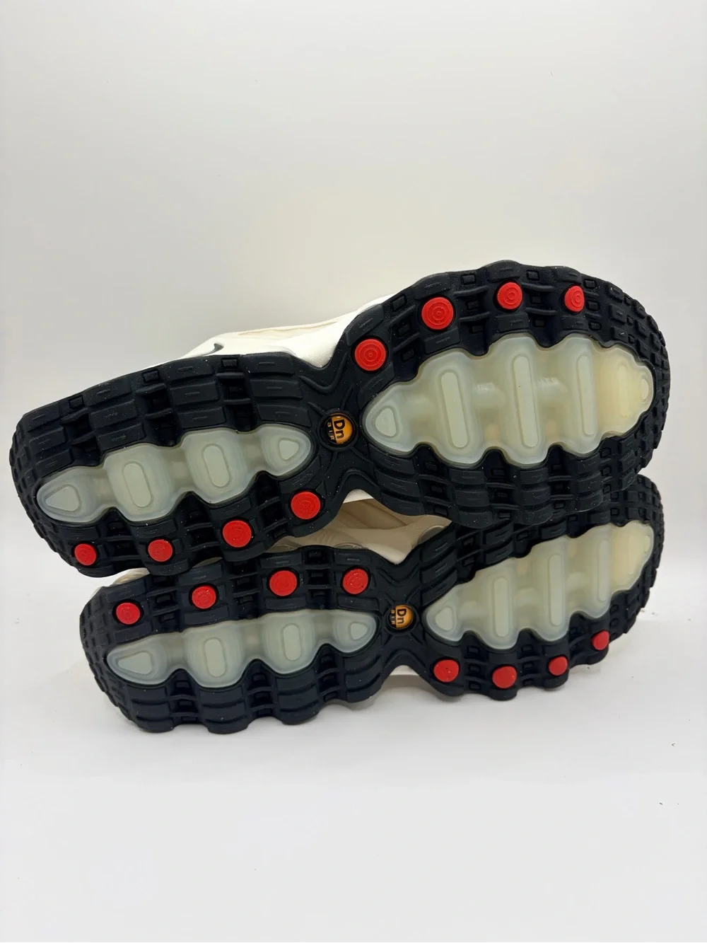 Nike Womens Air Max DN8 Sail Black Fossil White Sneakers with Black Swoosh